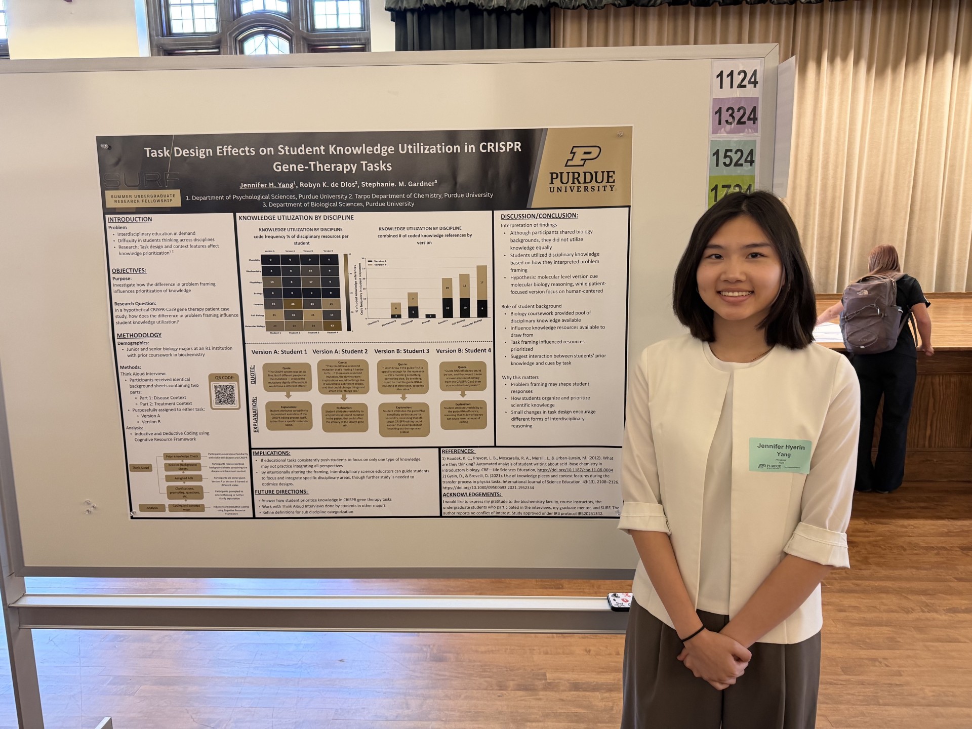 Jenny presenting her research at the Purdue Summer Research Symposium.